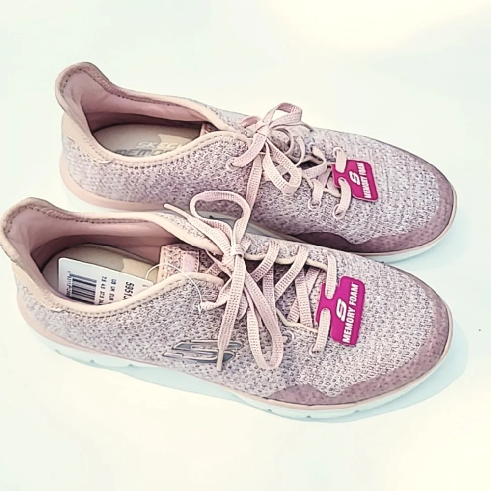 SKECHERS PINK MEMORY FOAM DUAL-LITE WOMEN'S SNEAKERS SHOES - Picture 1 of 8